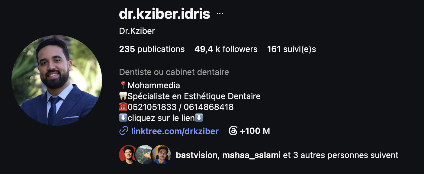 Profil Instagram dr.kziber.idris — 49,4 k abonnés